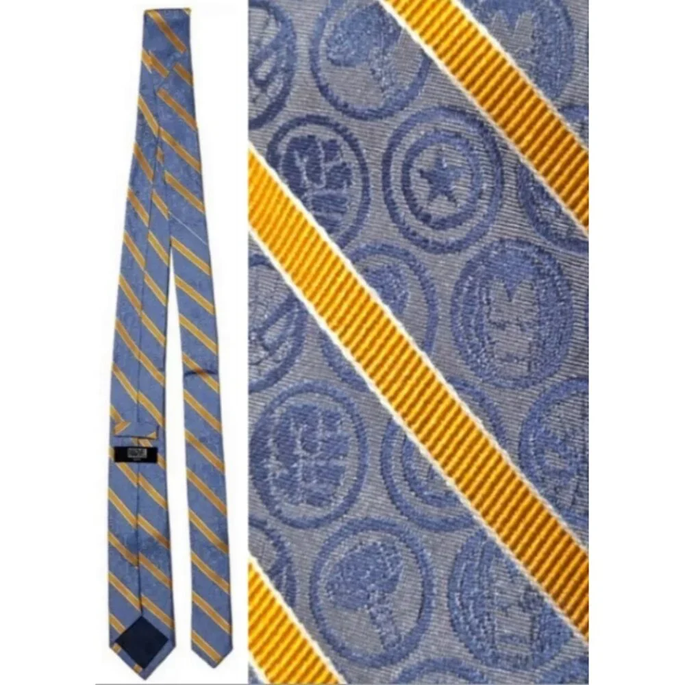 Marvel Avengers Logo Blue and Orange Kid 100% Silk Tie (6-12yrs) NWT